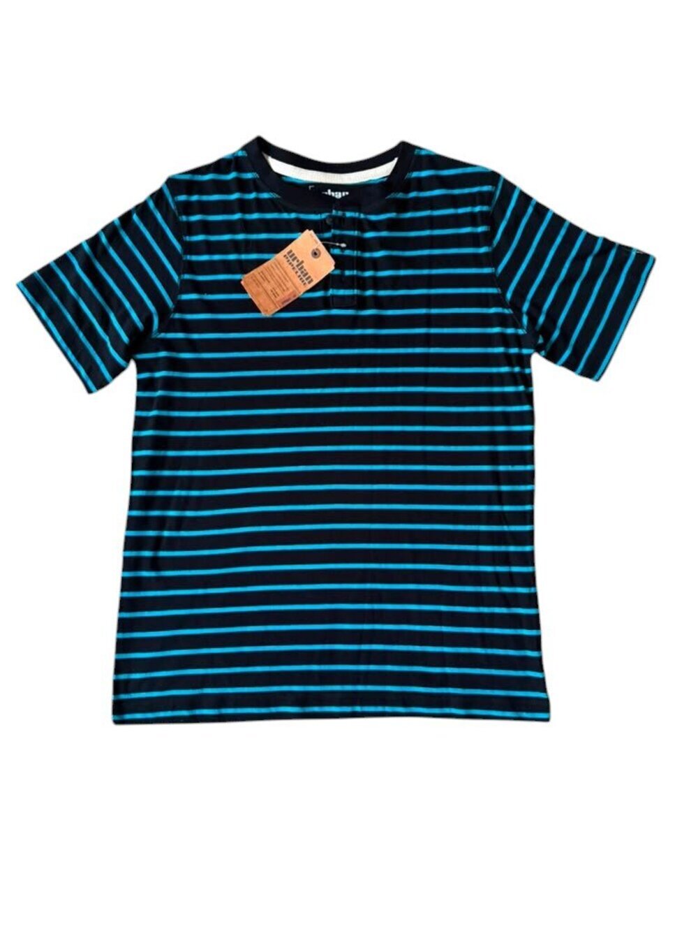 Urban Pipeline Men's XL Striped Henley T-Shirt Blue Black Cotton NWT.